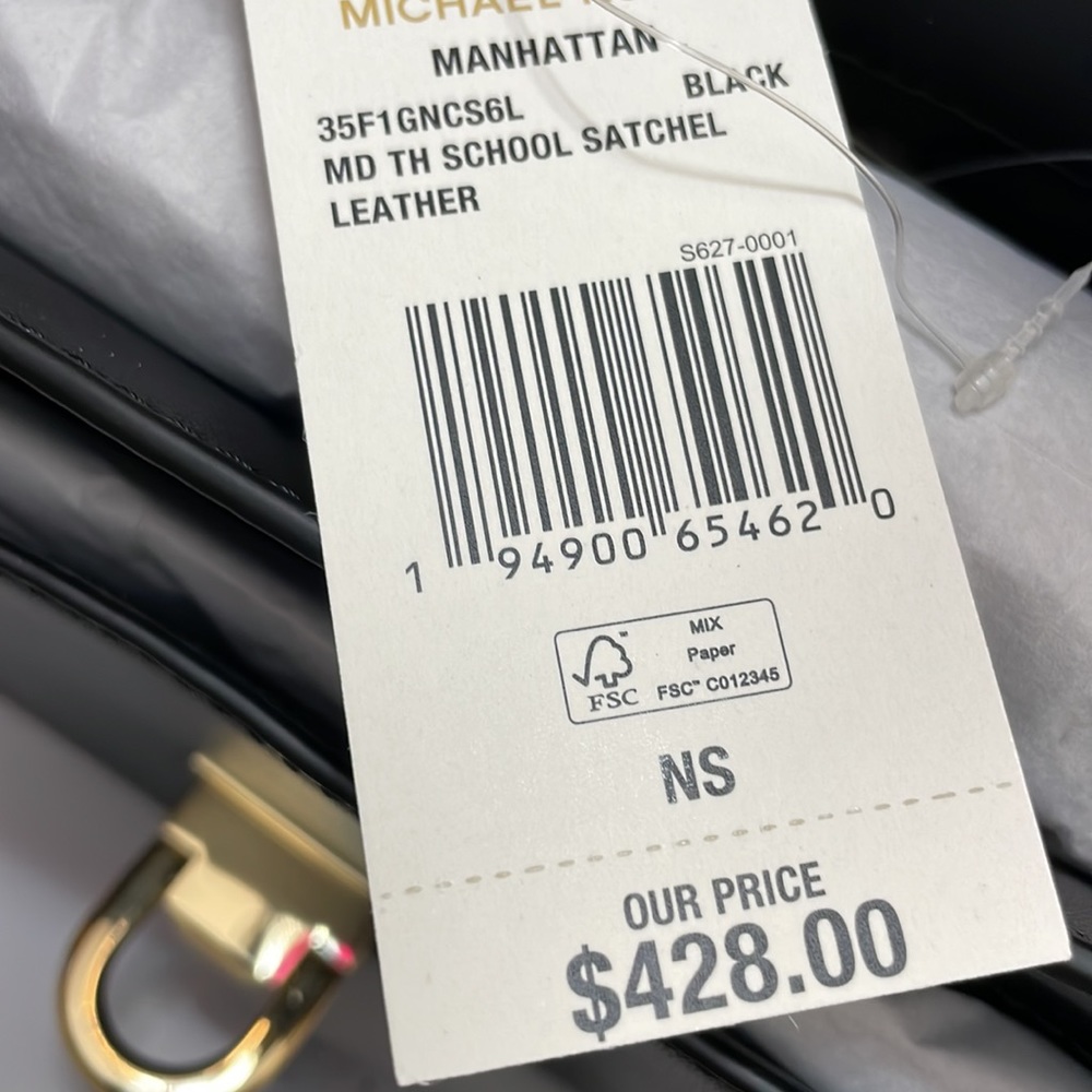 MICHAEL Michael Kors Manhattan Medium Leather Satchel Black - Picture 12 of 12
